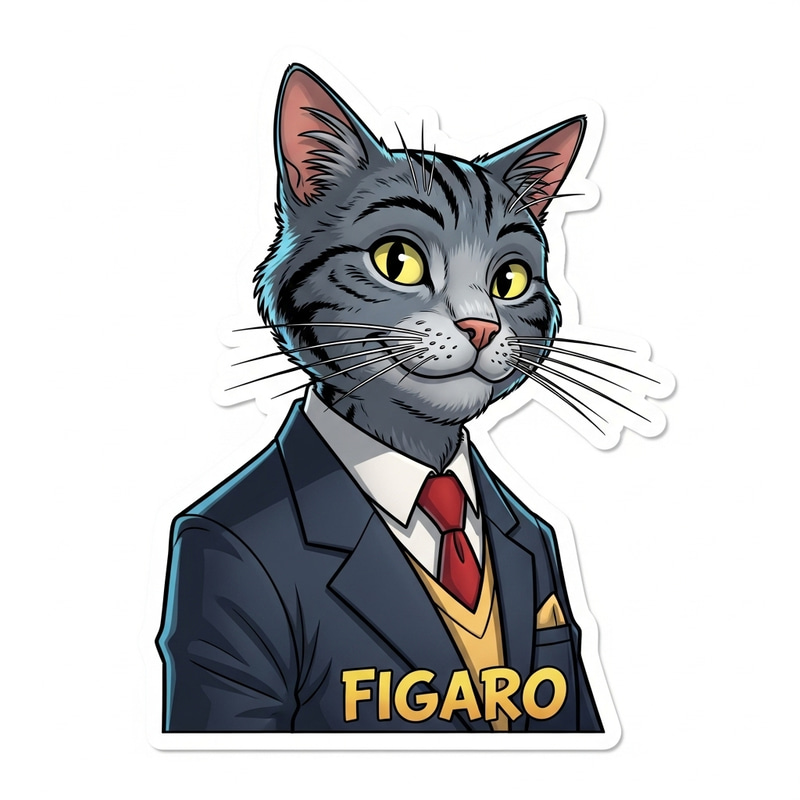 Billcates: Witty & Intelligent Comic-Style Cat Sticker Billcates: Witty & Intelligent Comic-Style Cat Sticker