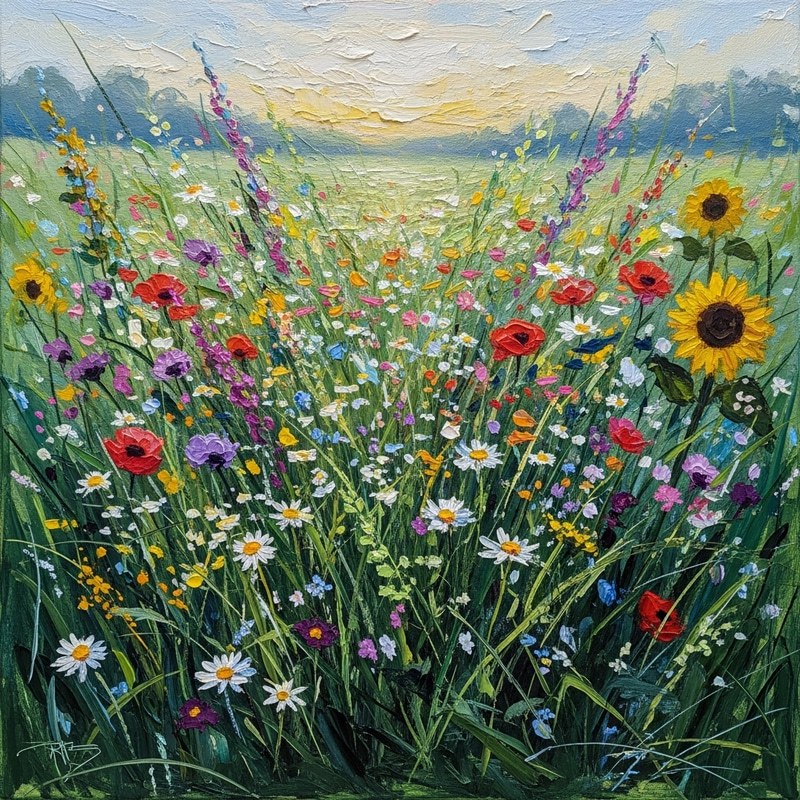 Impressionistic Wildflower Field Art | Captivating Meadow Scene Impressionistic Wildflower Field Art | Captivating Meadow Scene