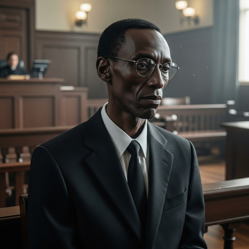 Black Man in Glasses Inside Courthouse Black Man in Glasses Inside Courthouse