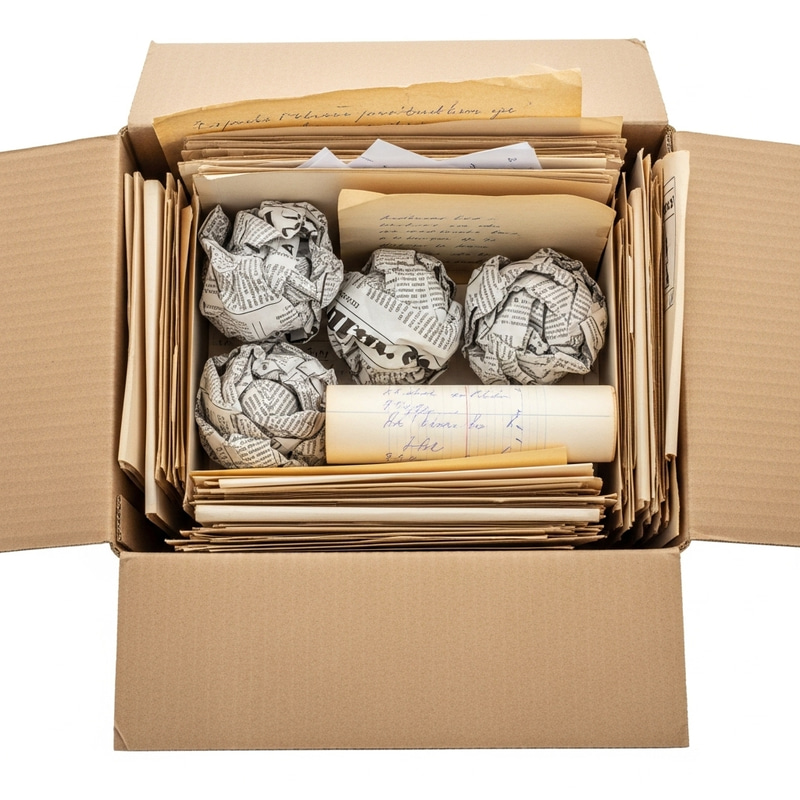 High-Quality Realistic Image of Waste Paper and Aged Newspapers in Cardboard Box High-Quality Realistic Image of Waste Paper and Aged Newspapers in Cardboard Box