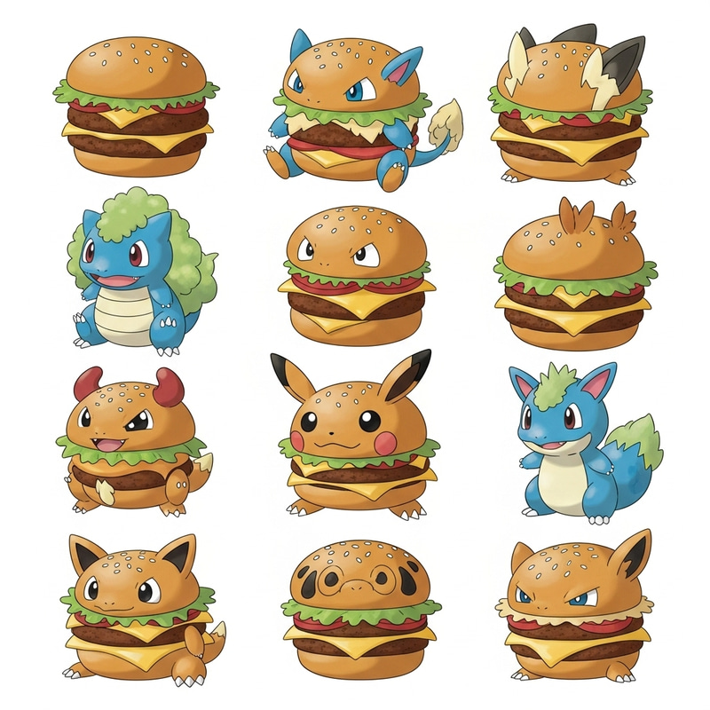 Burger Pokémon Varieties: Creative Creature Designs Burger Pokémon Varieties: Creative Creature Designs