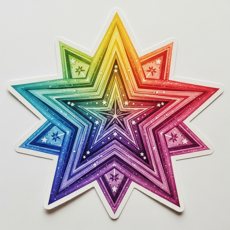Rainbow Star Sticker - Vibrant & Magical Design Rainbow Star Sticker - Vibrant & Magical Design