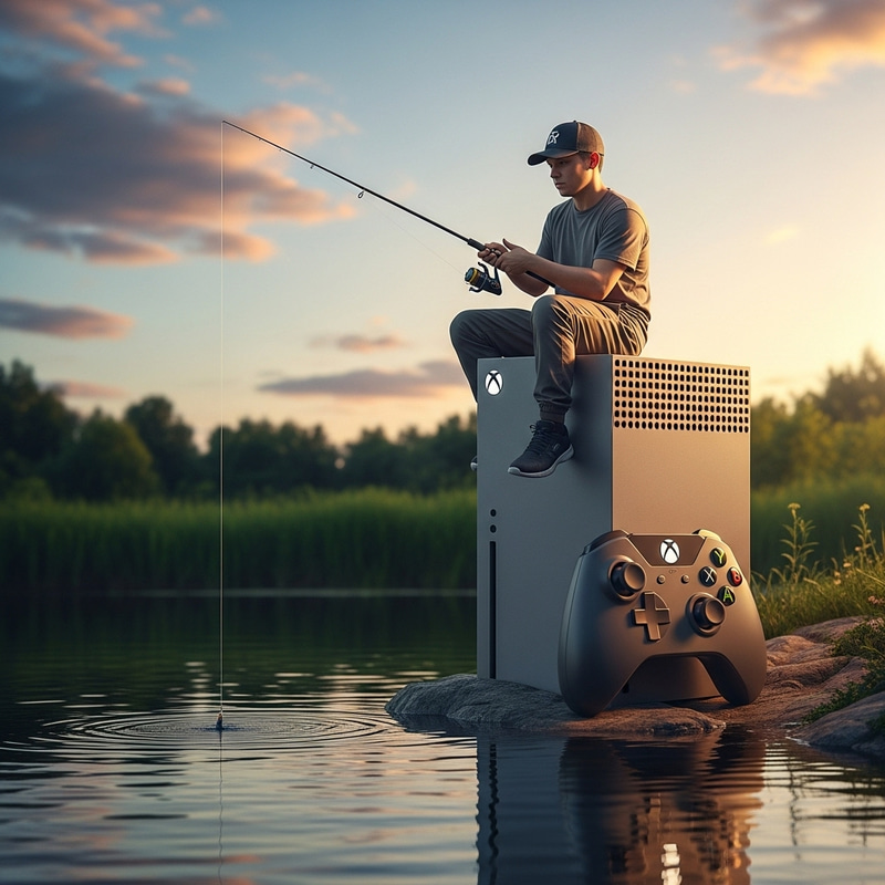 Angler Fishing on Xbox Series X by the Water | Sunset View Angler Fishing on Xbox Series X by the Water | Sunset View