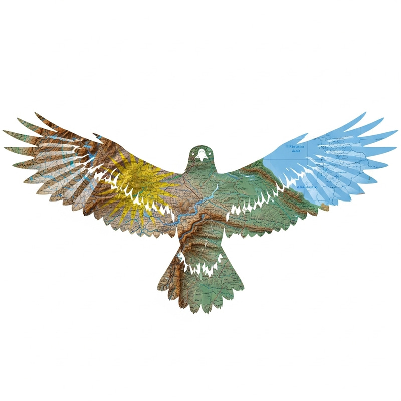 Majestic Eagle Over Kurdish Map | Cultural Identity Symbol Majestic Eagle Over Kurdish Map | Cultural Identity Symbol