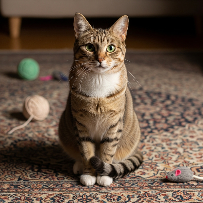 Adorable Cat on Persian Rug: A Cozy Moment Adorable Cat on Persian Rug: A Cozy Moment