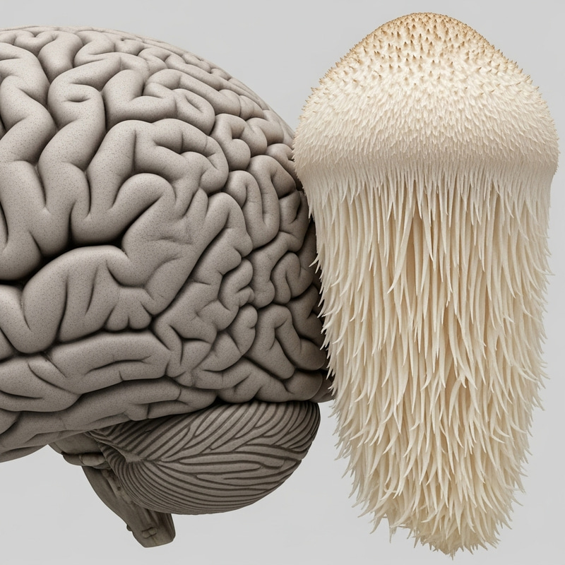 Human Brain and Hedgehog Mushroom: Intricate Anatomical View