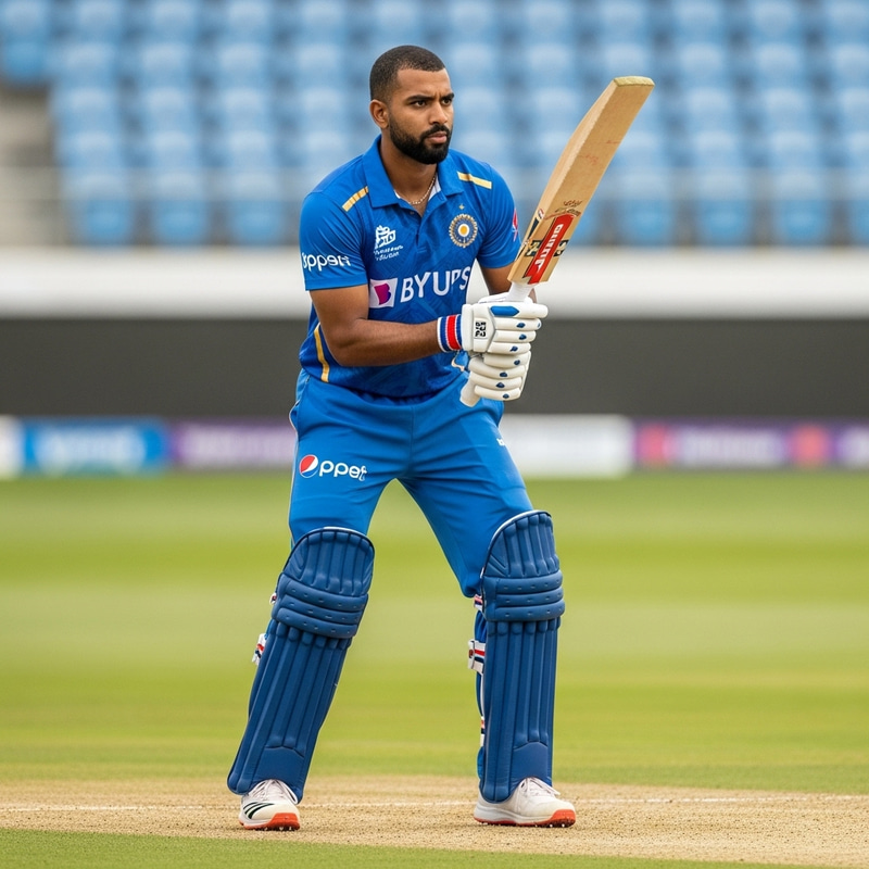 Virat Kohli - Blue Cricket Uniform with Bat Virat Kohli - Blue Cricket Uniform with Bat