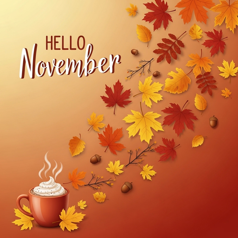 Hello November Graphic Design for Autumn Vibes Hello November Graphic Design for Autumn Vibes