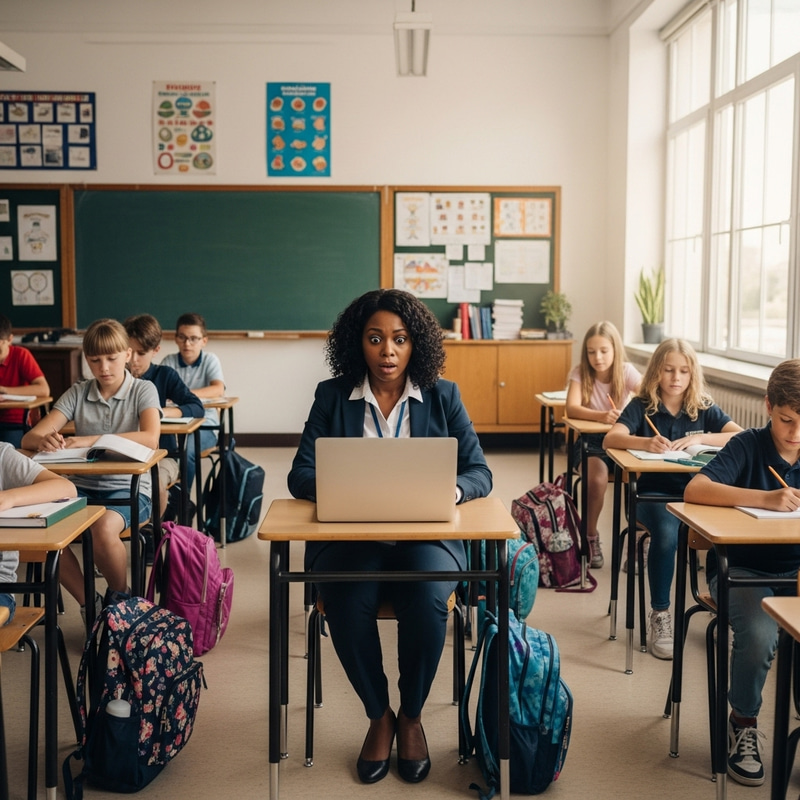 Shocked Teacher in Classroom | Wide Shot Surprise Moment Shocked Teacher in Classroom | Wide Shot Surprise Moment
