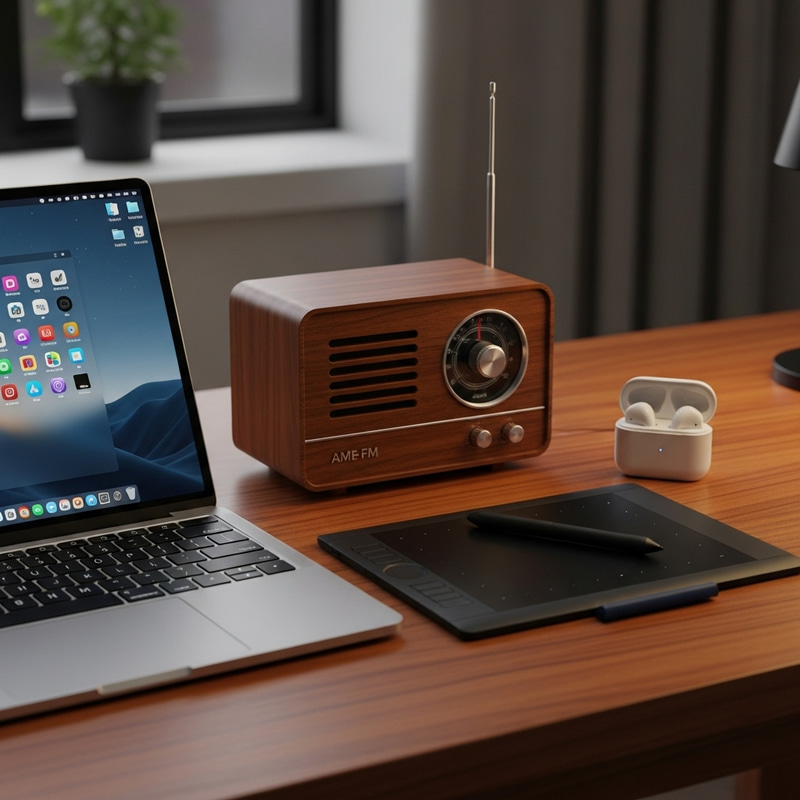 Electronics Collection on a Polished Desk Electronics Collection on a Polished Desk