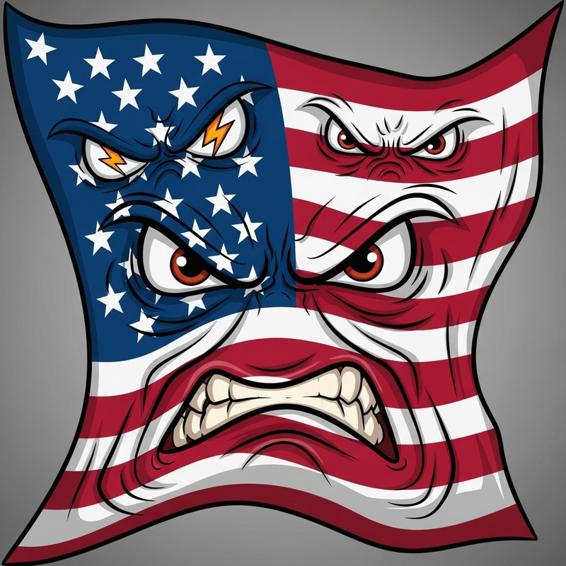 Angry USA Flag Image | Patriotic Illustration