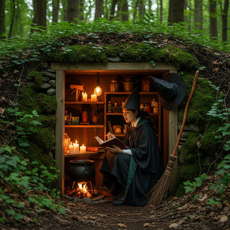 Discover a Young Witch in a Hidden Bunker