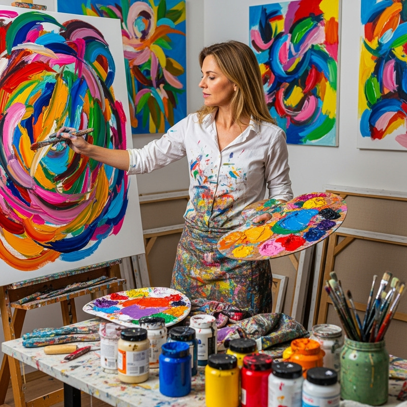 Abstract Painter Creating Masterpieces Abstract Painter Creating Masterpieces