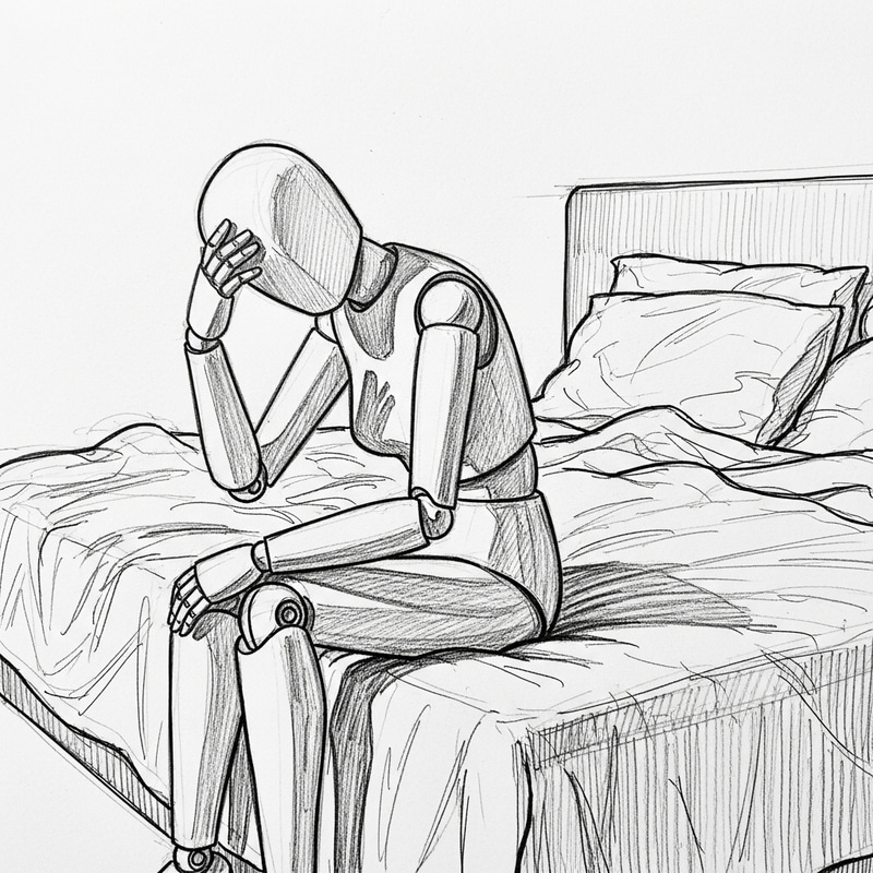 Frustrated Mannequin Sketch: Sleepless Night Frustrated Mannequin Sketch: Sleepless Night