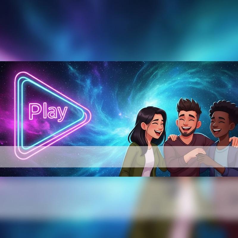 Galactic YouTube Banner with Play Symbol, Avatar Characters