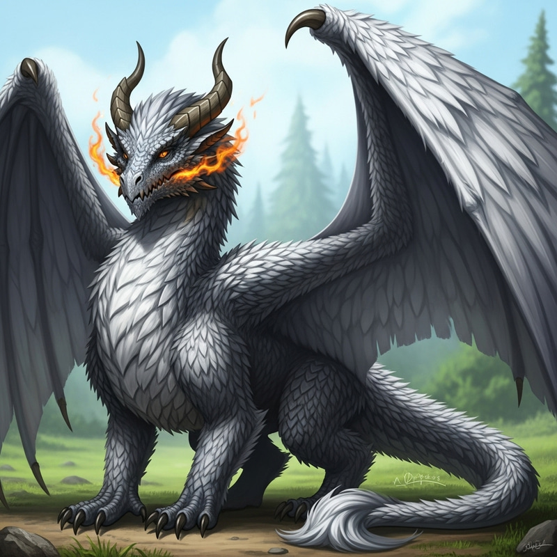 Furry Dragon: A Fantastical Beast with Soft Fur and Fiery Breath