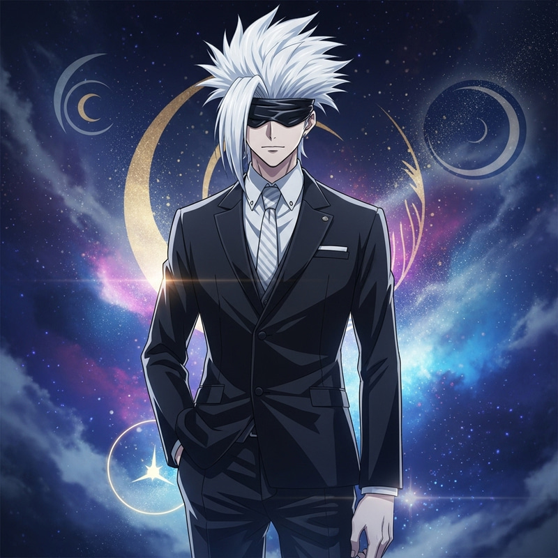 Gojo Satoru: Stylish White-Haired Enigma in Modern Suit Gojo Satoru: Stylish White-Haired Enigma in Modern Suit