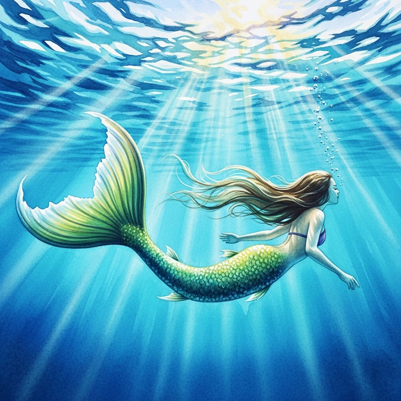 Enchanting Mermaid Watercolor Art Enchanting Mermaid Watercolor Art