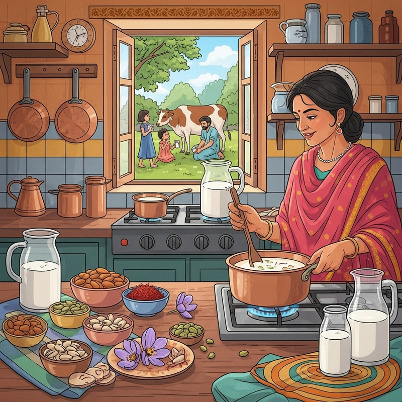 Traditional Indian Kitchen: Saffron Milk & Family Joy Traditional Indian Kitchen: Saffron Milk & Family Joy