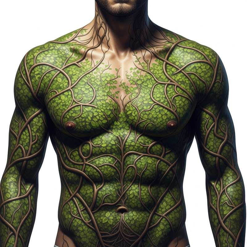 Male Torso with Vine Painted Art Male Torso with Vine Painted Art