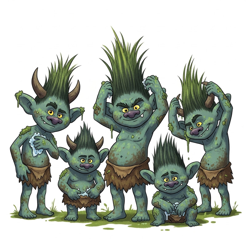 Adorable Cartoon Trolls Cleaning Up | Cute Characters Adorable Cartoon Trolls Cleaning Up | Cute Characters