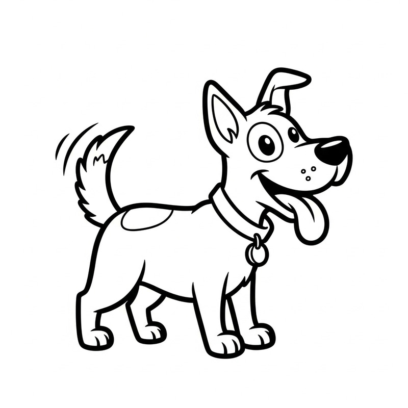 Playful Dog Coloring Page for Kids | Classic Children's Book Style Playful Dog Coloring Page for Kids | Classic Children's Book Style