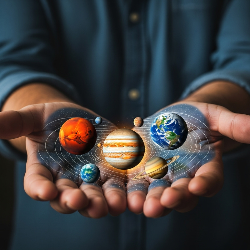 Vibrant Planets in Hand: Colorful Cosmic Artwork Vibrant Planets in Hand: Colorful Cosmic Artwork