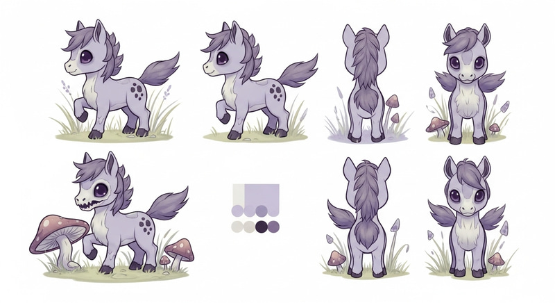 Adorable Chibi Undead Horse Reference Sheet