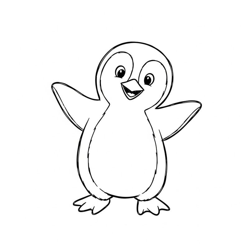 Cheerful Penguin Pen Drawing – Simple Art