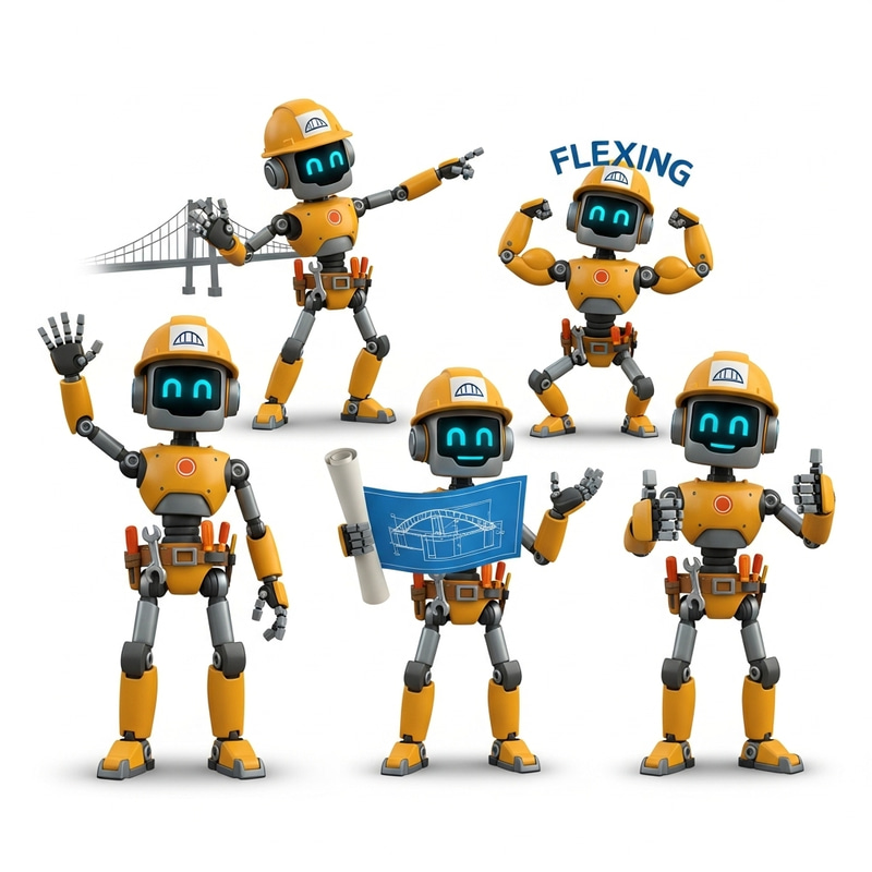 Friendly Robot Mascot for Bridge Construction