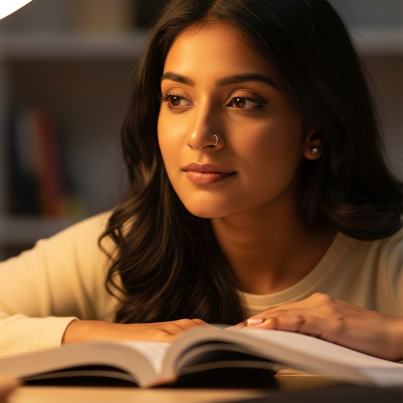 Calm Female Student Exuding Grace and Intelligence Calm Female Student Exuding Grace and Intelligence