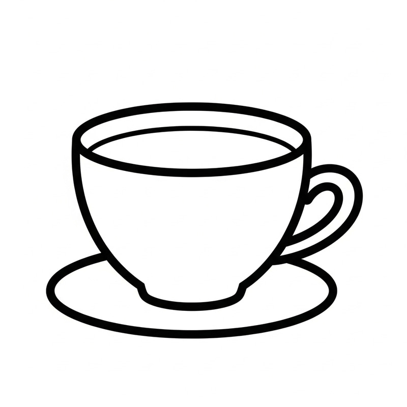 Simple Tea Cup Coloring Page for Toddlers