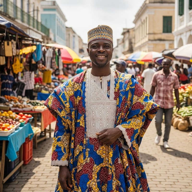 Sierra Leonean Man - Traditional Attire & Smile