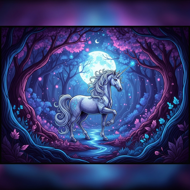 Majestic Unicorn in Enchanted Moonlit Forest | Ethereal Fantasy Art Majestic Unicorn in Enchanted Moonlit Forest | Ethereal Fantasy Art