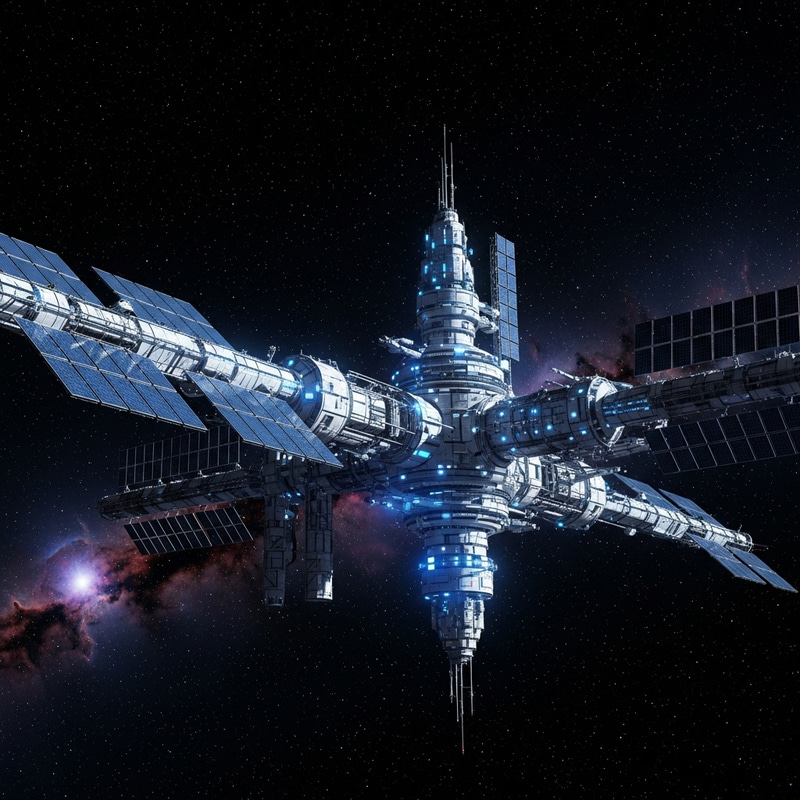 Futuristic Space Station in the Cosmos