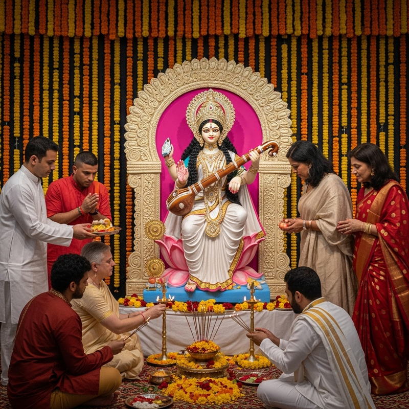 Saraswati Puja Celebration - Worship and Devotion