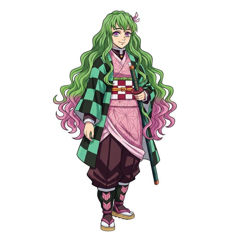 Mitsuri: Graceful Warrior in Traditional Attire