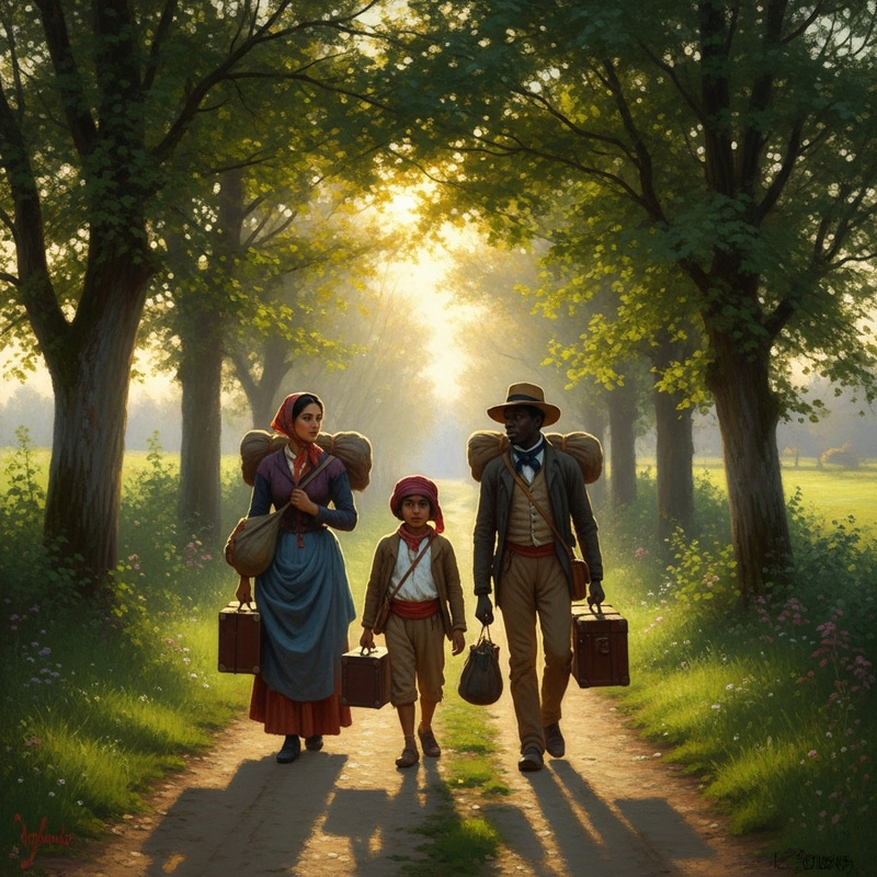 Traveling Impressionist Scene at Sunrise Traveling Impressionist Scene at Sunrise