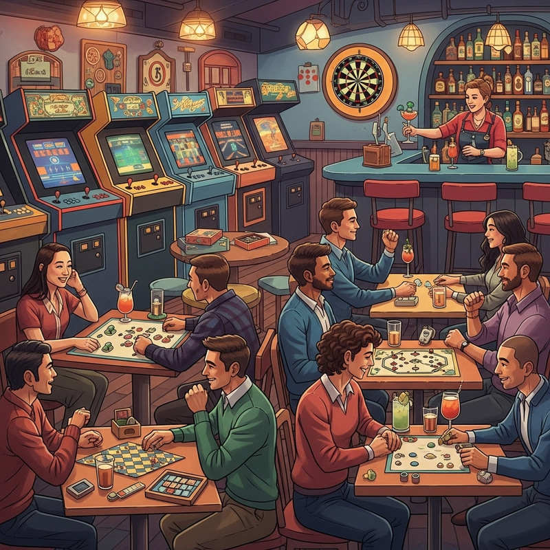 Whimsical Game-Themed Bar - Fun & Competition Whimsical Game-Themed Bar - Fun & Competition