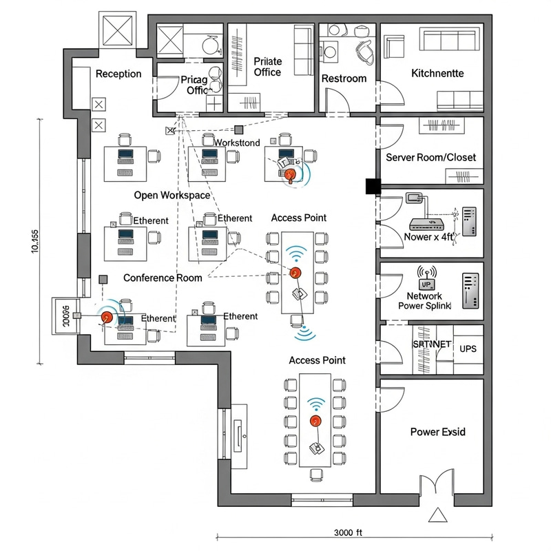 Office Floor Plan for Network Setup Office Floor Plan for Network Setup
