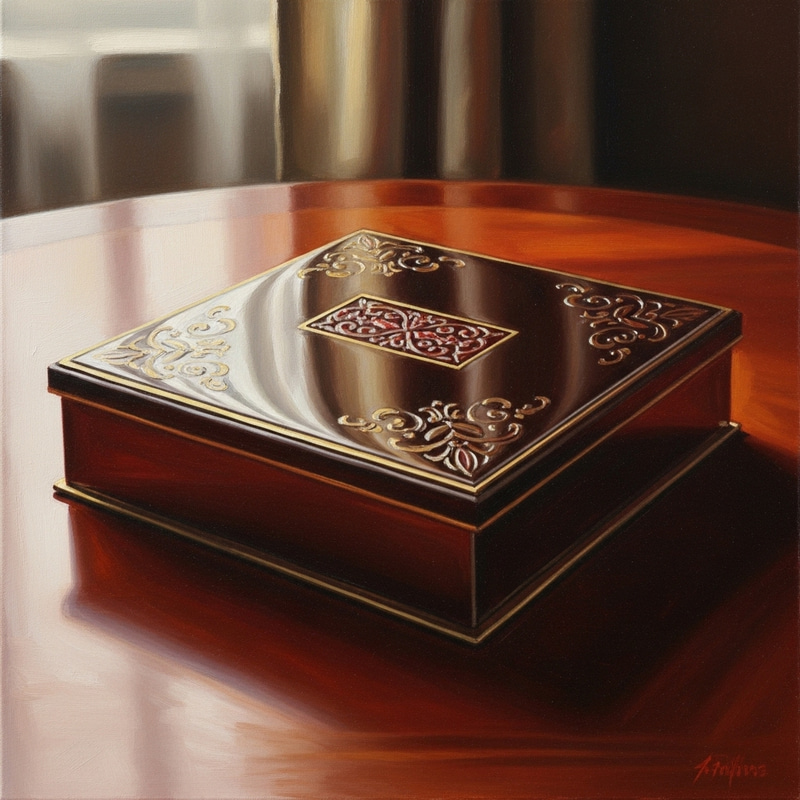 Elegant Closed Box of Chocolates Oil Painting Elegant Closed Box of Chocolates Oil Painting