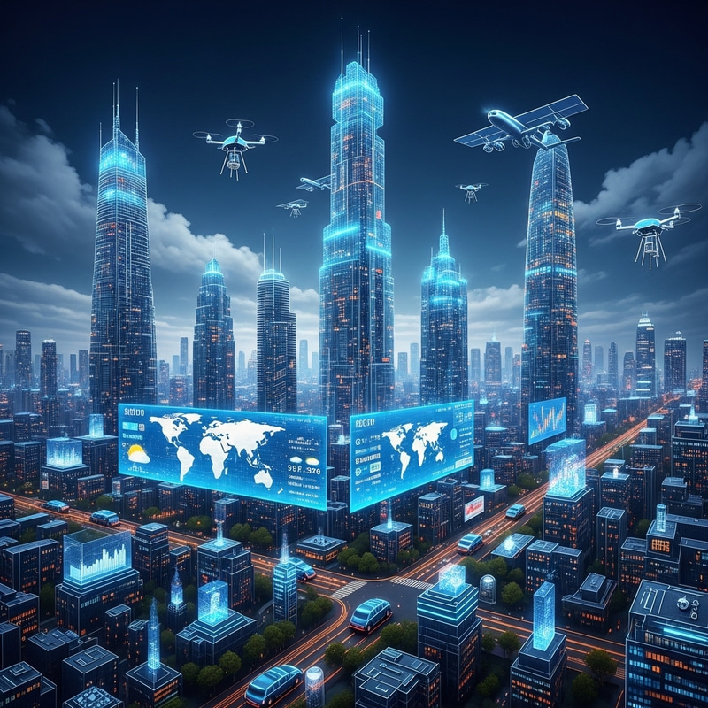 Future World with Advanced Neural Networks: Utopian Cityscape