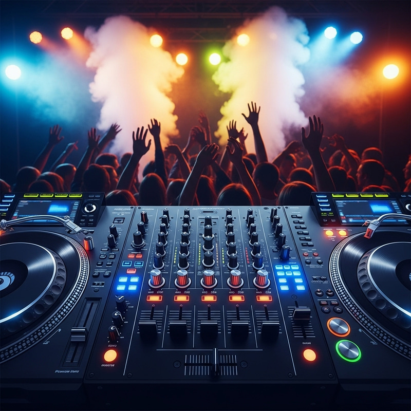 DJ Control Console with Vibrant Energy