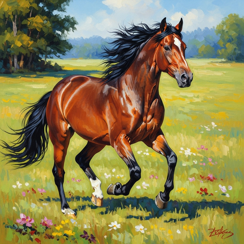 Majestic Stallion Galloping in Vibrant Meadow | Equine Beauty Majestic Stallion Galloping in Vibrant Meadow | Equine Beauty