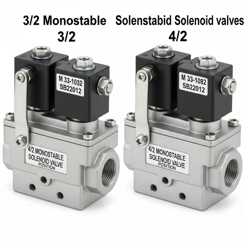 Comparing 3/2 and 4/2 Monostable Solenoid Valves