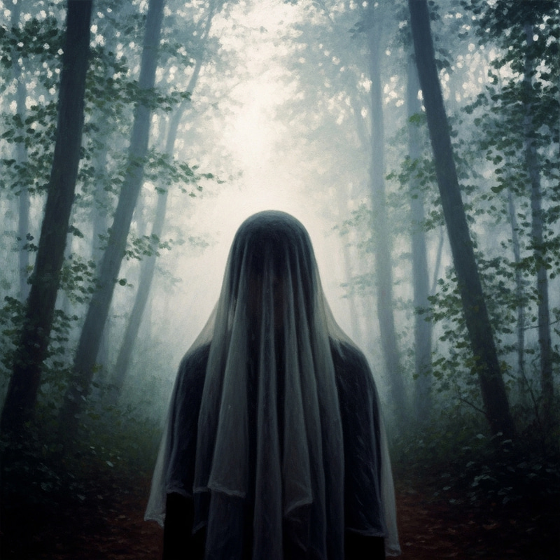 Veiled Silhouette in Foggy Woodland - Capturing Mystical Seclusion Veiled Silhouette in Foggy Woodland - Capturing Mystical Seclusion