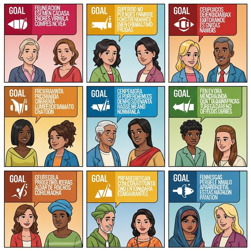 UN Objectives Comic Strip: Engaging Spanish Illustrations UN Objectives Comic Strip: Engaging Spanish Illustrations
