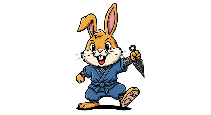 Jovial Rabbit Ninja in Vibrant Cell-Shaded Anime Style