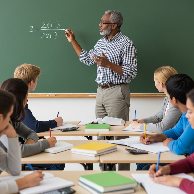 Experienced Math Teacher Engaging Students with Algebraic Equations