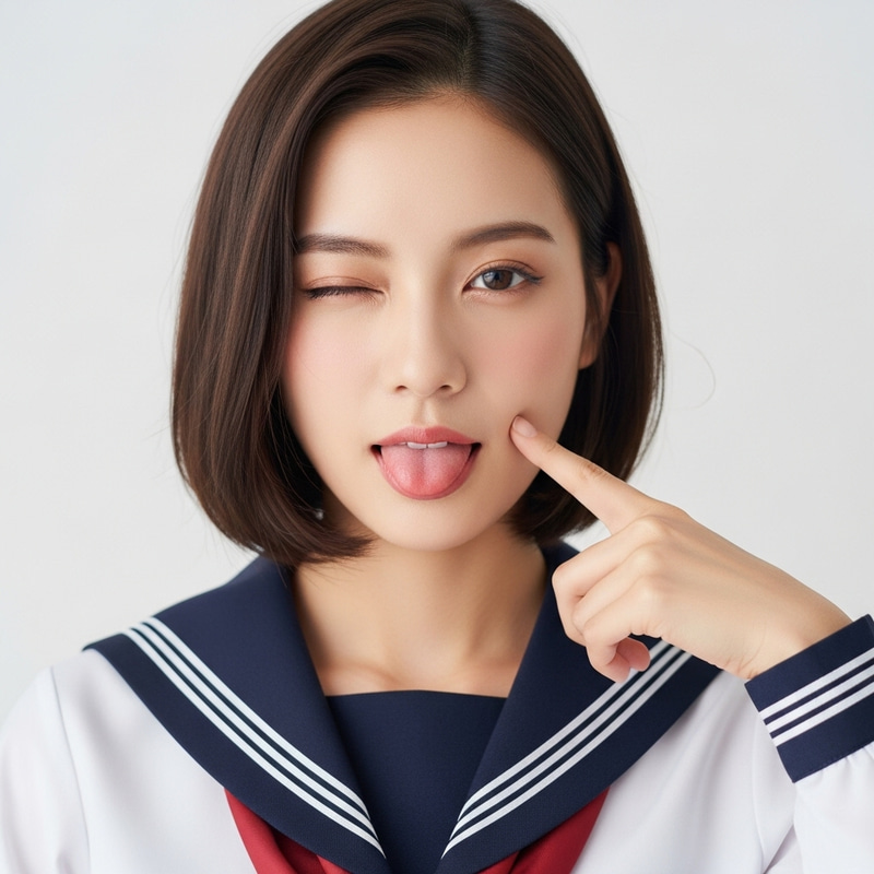 Playful Japanese School Girl with Fair Skin | Bob Haircut Playful Japanese School Girl with Fair Skin | Bob Haircut